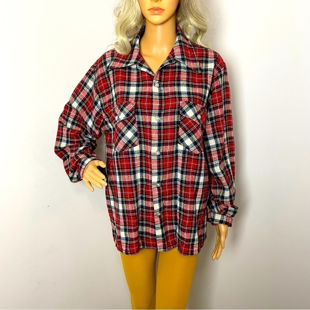 Sears King Road Plaid Button-Down Shirt – Size 16-16.5 (L), Unisex